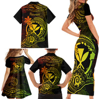 Hawaii Family Matching Short Sleeve Bodycon Dress and Hawaiian Shirt Shaka Tattoo Mix Polynesian Plumeria Reggae Version LT14 - Polynesian Pride