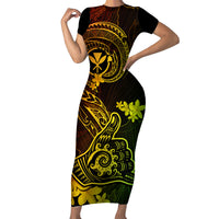 Hawaii Family Matching Short Sleeve Bodycon Dress and Hawaiian Shirt Shaka Tattoo Mix Polynesian Plumeria Reggae Version LT14 Mom's Dress Reggae - Polynesian Pride