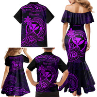 Hawaii Family Matching Mermaid Dress and Hawaiian Shirt Shaka Tattoo Mix Polynesian Plumeria Purple Version LT14 - Polynesian Pride