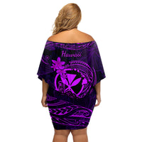 Hawaii Family Matching Off Shoulder Short Dress and Hawaiian Shirt Shaka Tattoo Mix Polynesian Plumeria Purple Version LT14 - Polynesian Pride