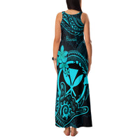 Hawaii Family Matching Tank Maxi Dress and Hawaiian Shirt Shaka Tattoo Mix Polynesian Plumeria Turquoise Version LT14 - Polynesian Pride