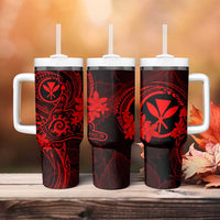 Hawaii Tumbler With Handle Shaka Tattoo Mix Polynesian Plumeria Red Version