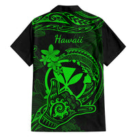 Hawaii Family Matching Short Sleeve Bodycon Dress and Hawaiian Shirt Shaka Tattoo Mix Polynesian Plumeria Green Version LT14 - Polynesian Pride
