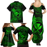 Hawaii Family Matching Summer Maxi Dress and Hawaiian Shirt Shaka Tattoo Mix Polynesian Plumeria Green Version LT14 - Polynesian Pride