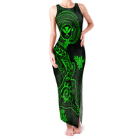 Hawaii Family Matching Tank Maxi Dress and Hawaiian Shirt Shaka Tattoo Mix Polynesian Plumeria Green Version LT14 Mom's Dress Green - Polynesian Pride