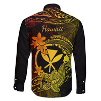 Hawaii Family Matching Off Shoulder Short Dress and Hawaiian Shirt Hammerhead Shark Tattoo Mix Polynesian Plumeria Reggae Version LT14 - Polynesian Pride