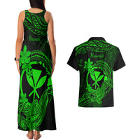 hawaii-couples-matching-tank-maxi-dress-and-hawaiian-shirt-hammerhead-shark-tattoo-mix-polynesian-plumeria-green-version