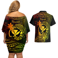 hawaii-couples-matching-off-shoulder-short-dress-and-hawaiian-shirt-turtle-mix-polynesian-plumeria-reggae-version