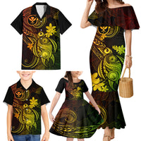 Hawaii Family Matching Mermaid Dress and Hawaiian Shirt Turtle Mix Polynesian Plumeria Reggae Version LT14 - Polynesian Pride