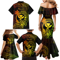 Hawaii Family Matching Mermaid Dress and Hawaiian Shirt Turtle Mix Polynesian Plumeria Reggae Version LT14 - Polynesian Pride