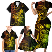 Hawaii Family Matching Short Sleeve Bodycon Dress and Hawaiian Shirt Turtle Mix Polynesian Plumeria Reggae Version LT14 - Polynesian Pride