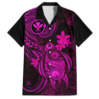 Hawaii Family Matching Long Sleeve Bodycon Dress and Hawaiian Shirt Turtle Mix Polynesian Plumeria Pink Version LT14 Dad's Shirt - Short Sleeve Pink - Polynesian Pride