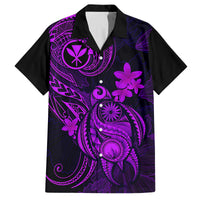 Hawaii Family Matching Puletasi Dress and Hawaiian Shirt Turtle Mix Polynesian Plumeria Purple Version LT14 Dad's Shirt - Short Sleeve Purple - Polynesian Pride