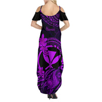 Hawaii Family Matching Summer Maxi Dress and Hawaiian Shirt Turtle Mix Polynesian Plumeria Purple Version LT14 - Polynesian Pride