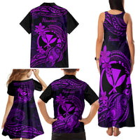 Hawaii Family Matching Tank Maxi Dress and Hawaiian Shirt Turtle Mix Polynesian Plumeria Purple Version LT14 - Polynesian Pride