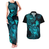 hawaii-couples-matching-tank-maxi-dress-and-hawaiian-shirt-turtle-mix-polynesian-plumeria-turquoise-version