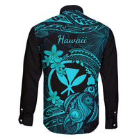 Hawaii Family Matching Off Shoulder Short Dress and Hawaiian Shirt Turtle Mix Polynesian Plumeria Turquoise Version LT14 - Polynesian Pride