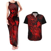 hawaii-couples-matching-tank-maxi-dress-and-hawaiian-shirt-turtle-mix-polynesian-plumeria-red-version
