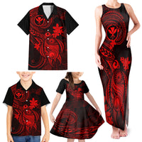Hawaii Family Matching Tank Maxi Dress and Hawaiian Shirt Turtle Mix Polynesian Plumeria Red Version LT14 - Polynesian Pride