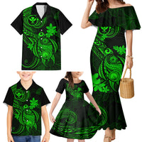 Hawaii Family Matching Mermaid Dress and Hawaiian Shirt Turtle Mix Polynesian Plumeria Green Version LT14 - Polynesian Pride