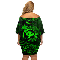 Hawaii Family Matching Off Shoulder Short Dress and Hawaiian Shirt Turtle Mix Polynesian Plumeria Green Version LT14 - Polynesian Pride