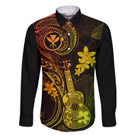 Hawaii Family Matching Off Shoulder Long Sleeve Dress and Hawaiian Shirt Ukulele Mix Polynesian Plumeria Reggae Version LT14 Dad's Shirt - Long Sleeve Reggae - Polynesian Pride