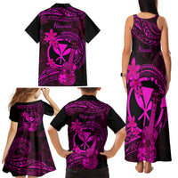Hawaii Family Matching Tank Maxi Dress and Hawaiian Shirt Ukulele Mix Polynesian Plumeria Pink Version LT14 - Polynesian Pride
