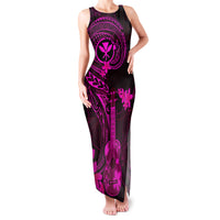 Hawaii Family Matching Tank Maxi Dress and Hawaiian Shirt Ukulele Mix Polynesian Plumeria Pink Version LT14 Mom's Dress Pink - Polynesian Pride
