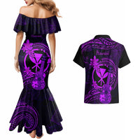 Hawaii Couples Matching Mermaid Dress and Hawaiian Shirt Ukulele Mix Polynesian Plumeria Purple Version LT14 - Polynesian Pride