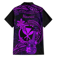 Hawaii Family Matching Off Shoulder Long Sleeve Dress and Hawaiian Shirt Ukulele Mix Polynesian Plumeria Purple Version LT14 - Polynesian Pride