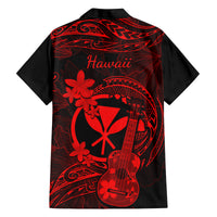 Hawaii Family Matching Off Shoulder Maxi Dress and Hawaiian Shirt Ukulele Mix Polynesian Plumeria Red Version LT14 - Polynesian Pride