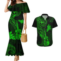 Hawaii Couples Matching Mermaid Dress and Hawaiian Shirt Ukulele Mix Polynesian Plumeria Green Version LT14 Green - Polynesian Pride