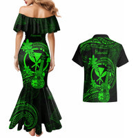 Hawaii Couples Matching Mermaid Dress and Hawaiian Shirt Ukulele Mix Polynesian Plumeria Green Version LT14 - Polynesian Pride