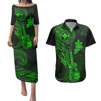 Hawaii Couples Matching Puletasi Dress and Hawaiian Shirt Ukulele Mix Polynesian Plumeria Green Version LT14 Green - Polynesian Pride