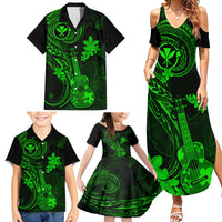 Hawaii Family Matching Summer Maxi Dress and Hawaiian Shirt Ukulele Mix Polynesian Plumeria Green Version LT14 - Polynesian Pride