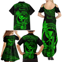 Hawaii Family Matching Summer Maxi Dress and Hawaiian Shirt Ukulele Mix Polynesian Plumeria Green Version LT14 - Polynesian Pride