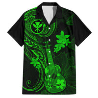 Hawaii Family Matching Summer Maxi Dress and Hawaiian Shirt Ukulele Mix Polynesian Plumeria Green Version LT14 Dad's Shirt - Short Sleeve Green - Polynesian Pride