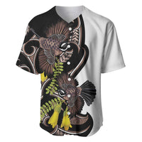 New Zealand Valentines Day Baseball Jersey Piwakawaka Lovers Maori Koru Tattoo LT14 Black - Polynesian Pride
