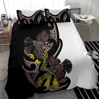 New Zealand Valentines Day Bedding Set Piwakawaka Lovers Maori Koru Tattoo - Polynesian Pride