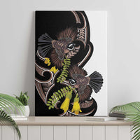 New Zealand Valentines Day Canvas Wall Art Piwakawaka Lovers Maori Koru Tattoo LT14 - Polynesian Pride