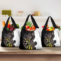 New Zealand Valentines Day Grocery Bag Piwakawaka Lovers Maori Koru Tattoo LT14 3-pack One Size Black - Polynesian Pride