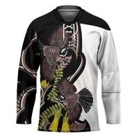 New Zealand Valentines Day Hockey Jersey Piwakawaka Lovers Maori Koru Tattoo LT14 Unisex Black - Polynesian Pride