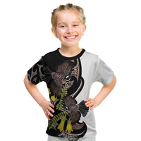 New Zealand Valentines Day Kid T Shirt Piwakawaka Lovers Maori Koru Tattoo LT14 Black - Polynesian Pride