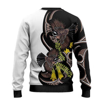 New Zealand Valentines Day Ugly Christmas Sweater Piwakawaka Lovers Maori Koru Tattoo LT14 - Polynesian Pride
