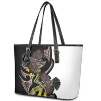 New Zealand Valentines Day Leather Tote Bag Piwakawaka Lovers Maori Koru Tattoo LT14 - Polynesian Pride