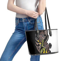 New Zealand Valentines Day Leather Tote Bag Piwakawaka Lovers Maori Koru Tattoo LT14 - Polynesian Pride