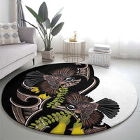 New Zealand Valentines Day Round Carpet Piwakawaka Lovers Maori Koru Tattoo LT14 - Polynesian Pride