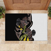 New Zealand Valentines Day Rubber Doormat Piwakawaka Lovers Maori Koru Tattoo LT14 Black - Polynesian Pride