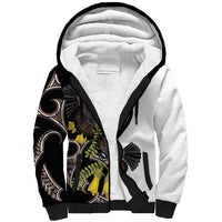 New Zealand Valentines Day Sherpa Hoodie Piwakawaka Lovers Maori Koru Tattoo LT14 Unisex Black - Polynesian Pride