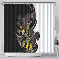 New Zealand Valentines Day Shower Curtain Piwakawaka Lovers Maori Koru Tattoo LT14 - Polynesian Pride
